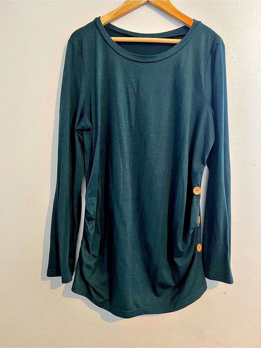 Maternity top, Women's Long Sleeve Crew Neck Casual Button Side